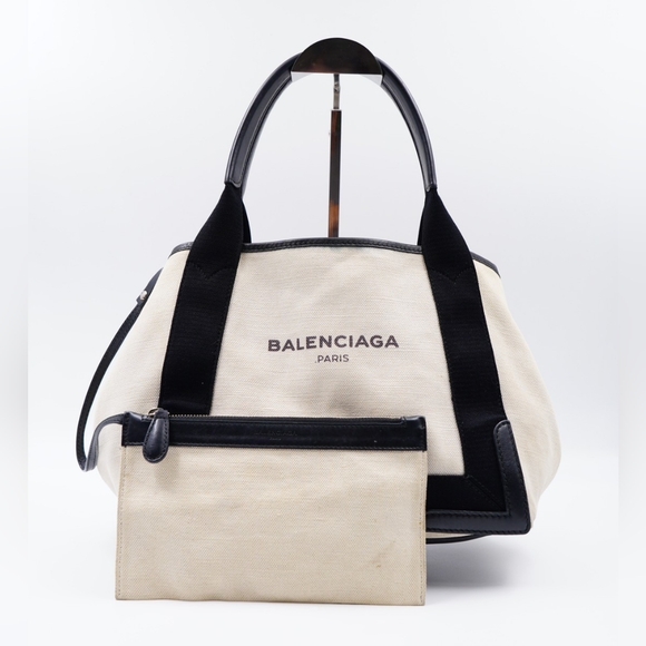 (MT294) Authentic Balenciaga Cabas S Canvas Tote Bag - Picture 1 of 16
